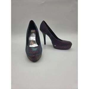 Womens Platform Pumps 7M Purple Iridescent Fair Wildlove Nine‎ & Co Collection
